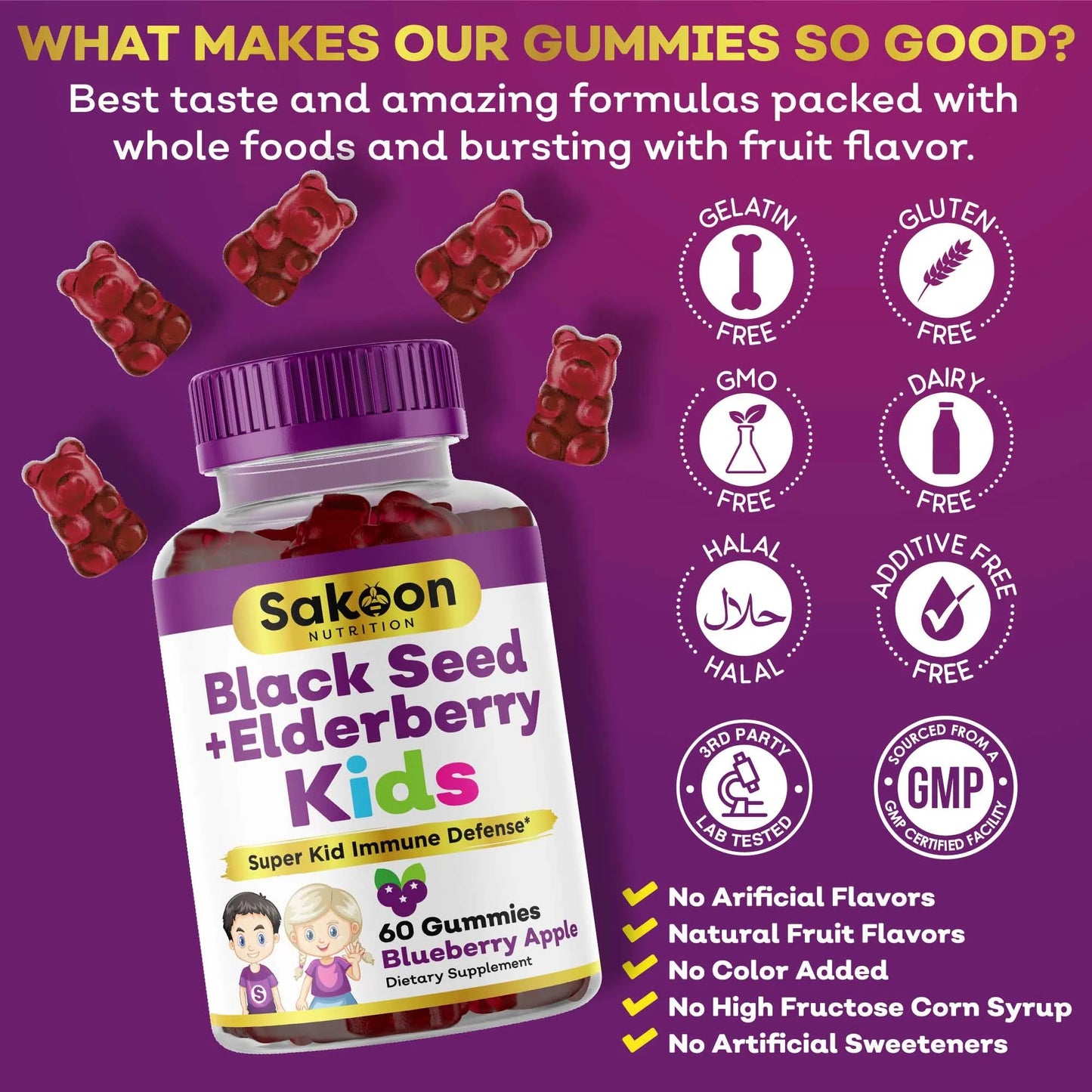 Sakoon Elderberry + Black Seed Gummies for Kids