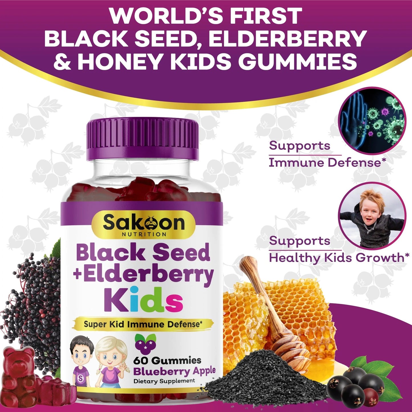 Sakoon Elderberry + Black Seed Gummies for Kids